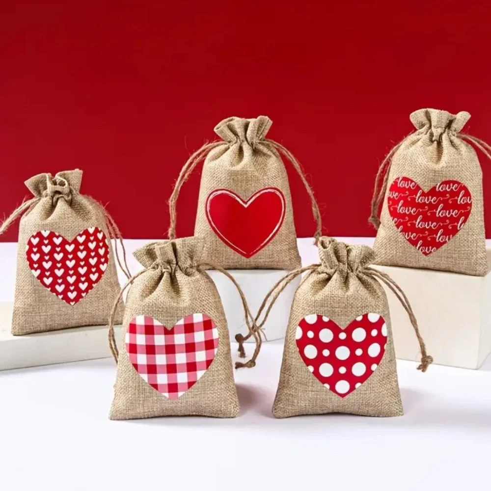 NWT-Valentine’s Day, red heart design, drawstring gift bags